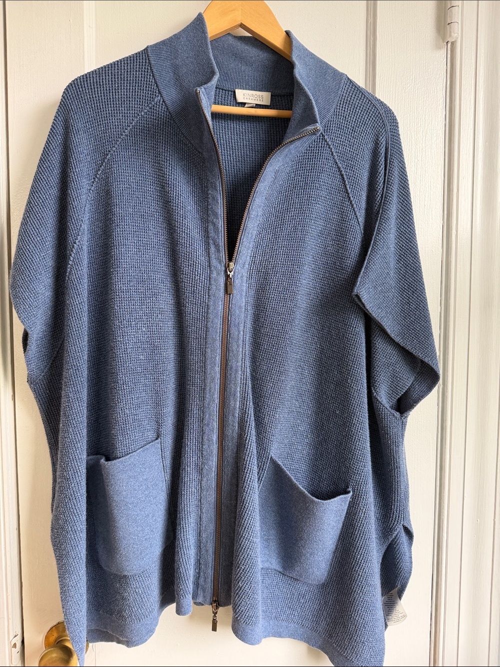 Slate Blue Full-Zip Knit Pocket Vest